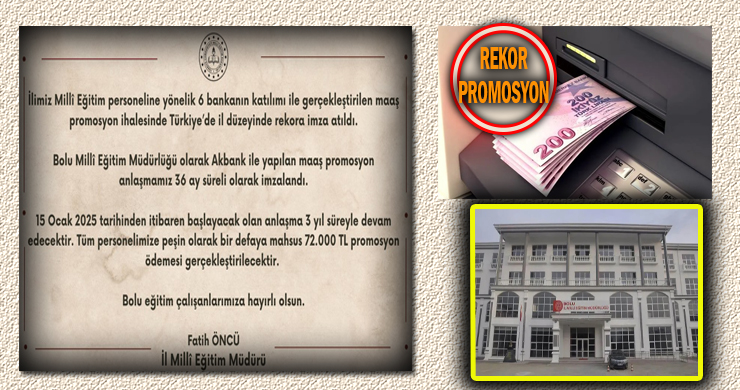 Bolu Milli Eğitimden Rekor Maaş Promosyon İhalesi